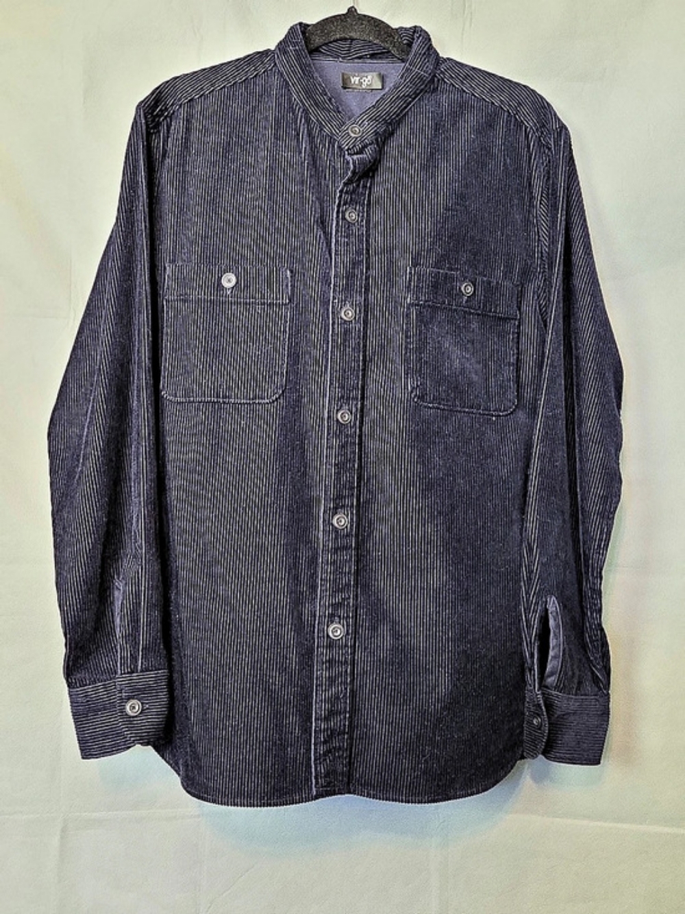 Men's Navy Pinstripe Corduroy Shirt - Vintage Style